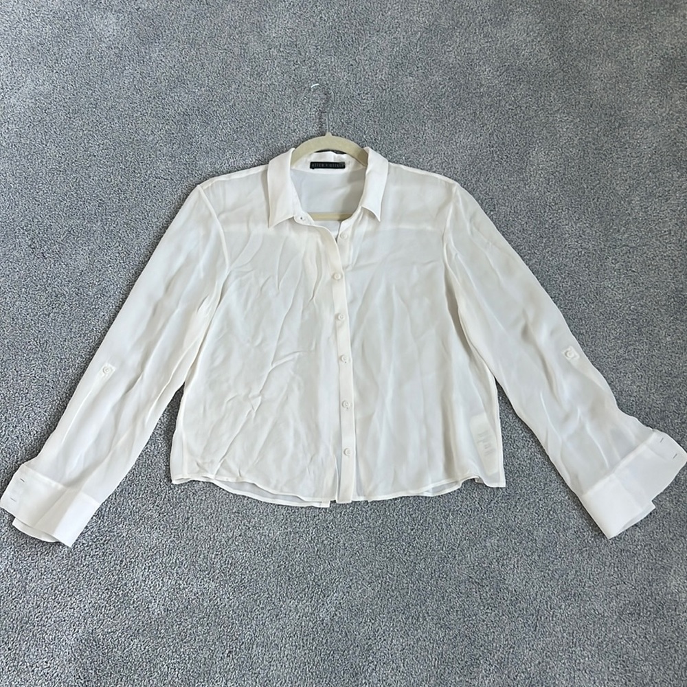 Alice + Olivia silk open back button down blouse